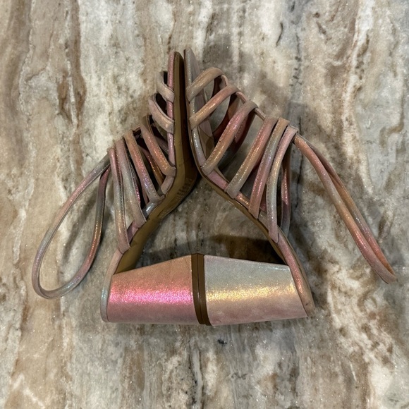 Women’s FREE PEOPLE Collette cinched heeled sandal- rainbow metallic. Size 39 - Picture 9 of 10